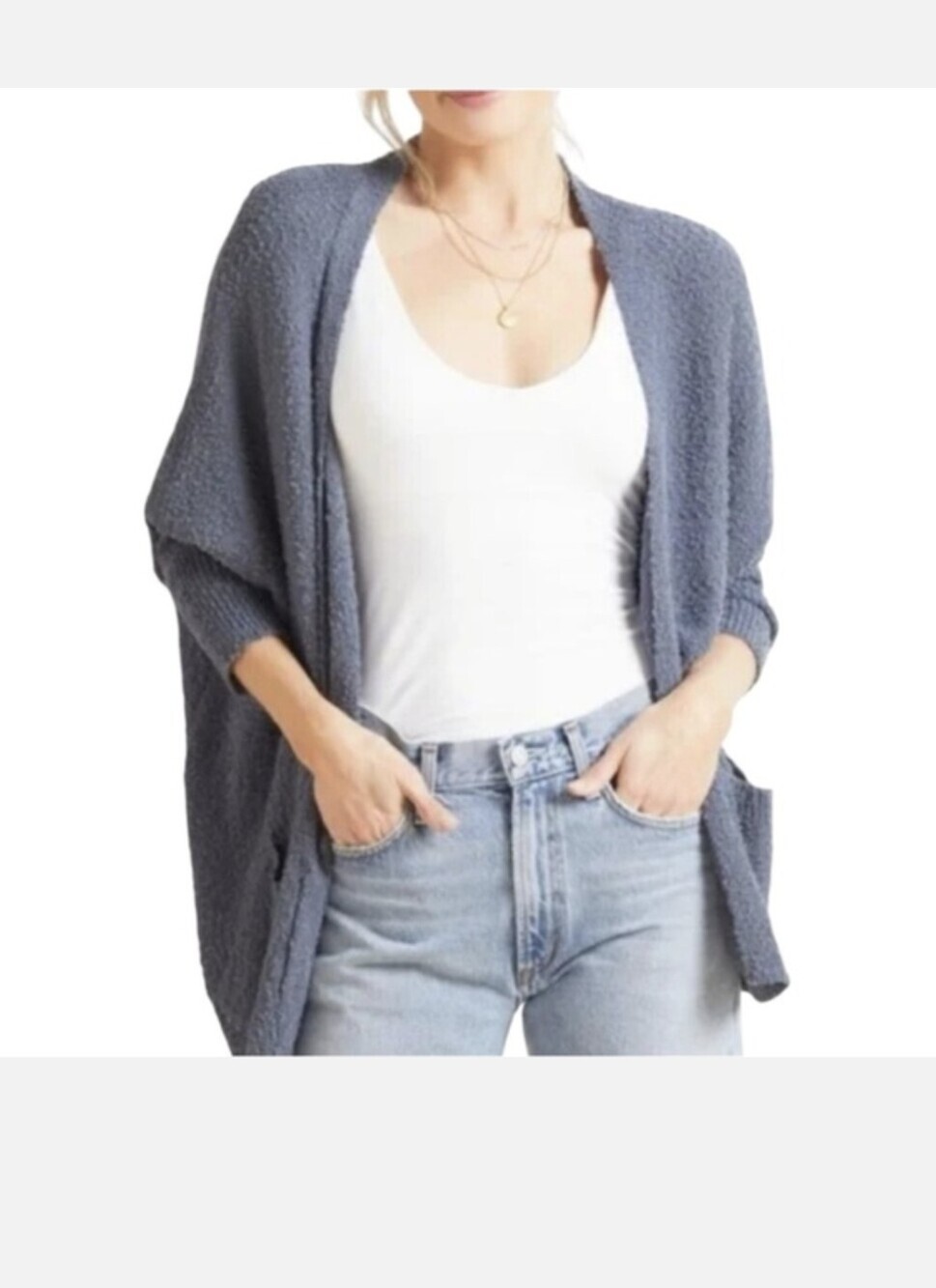 Evereve, Izzy Relaxed Open-Front Women's Cardigan Sweater - Slate Blue